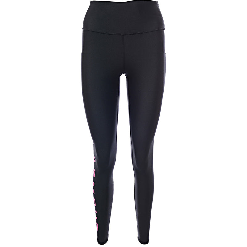 Under Armour Women's Black And Pink Training Heatgear Branded Leg Leggings