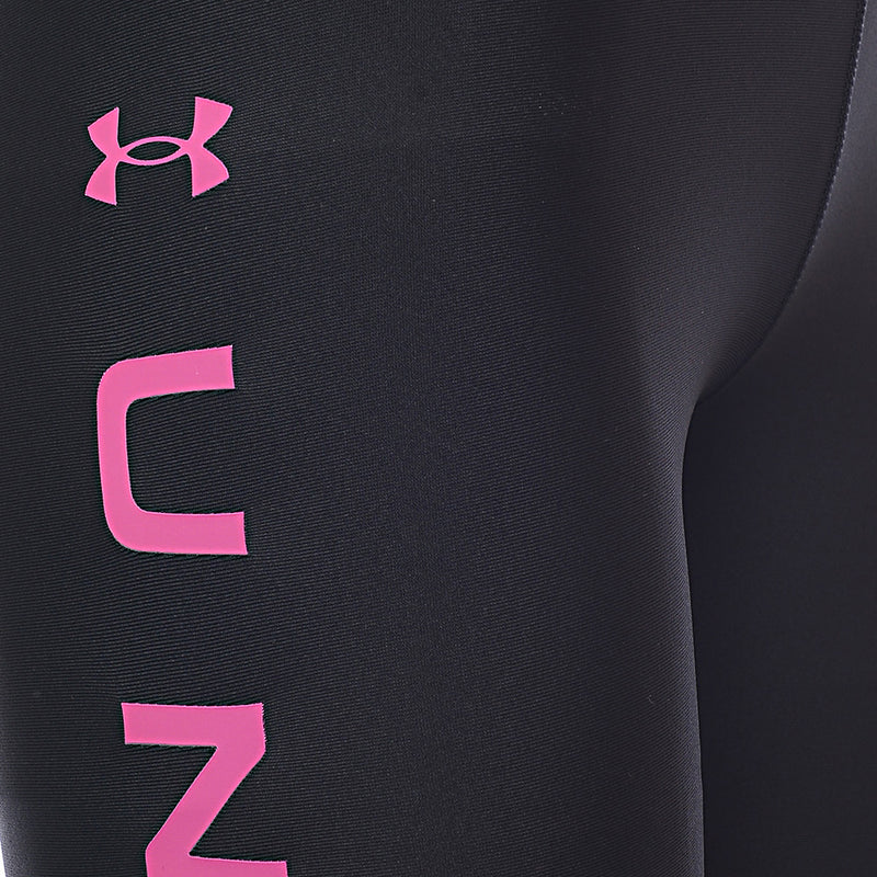 Under Armour Women's Black And Pink Training Heatgear Branded Leg Leggings