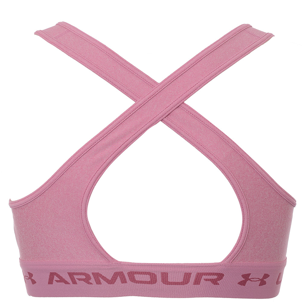 Under Armour Women's Pink Training Crossback Mid Support Sports Bra