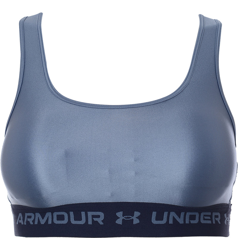 Under Armour Women's Blue Shine Training Crossback Mid Support Sports Bra