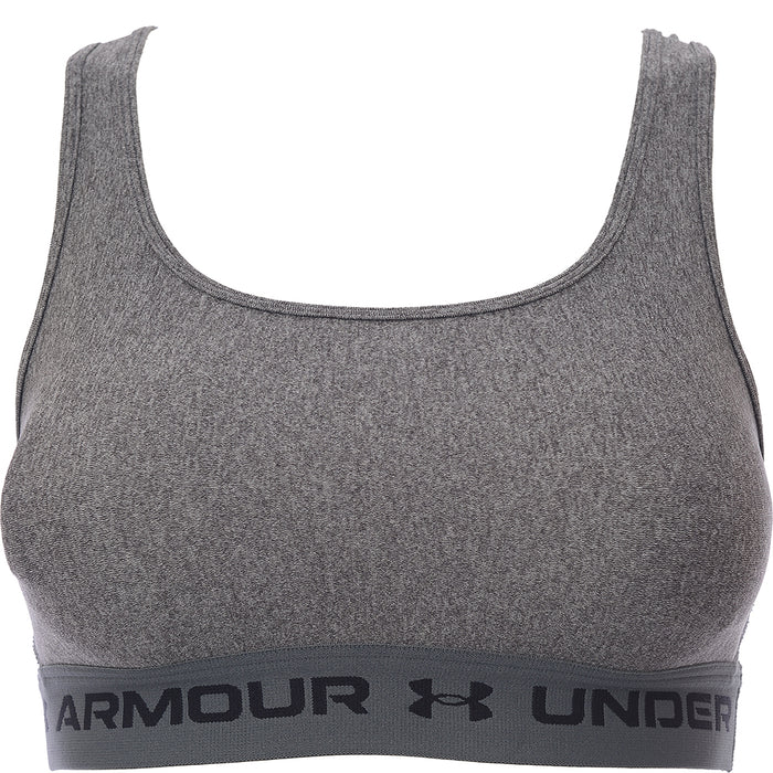 Under Armour Women's Charcoal Heather Training Crossback Mid Support Sports Bra