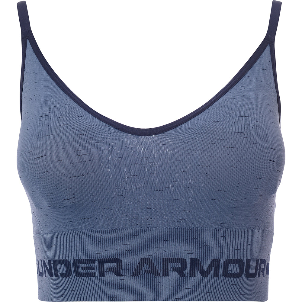 Under Armour Womens Training Seamless Mid Support Long Sports Bra in Blue