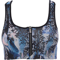 Dorina Womens Athlete Recycled Micro Non Padded Zip Front Printed Sports Bra