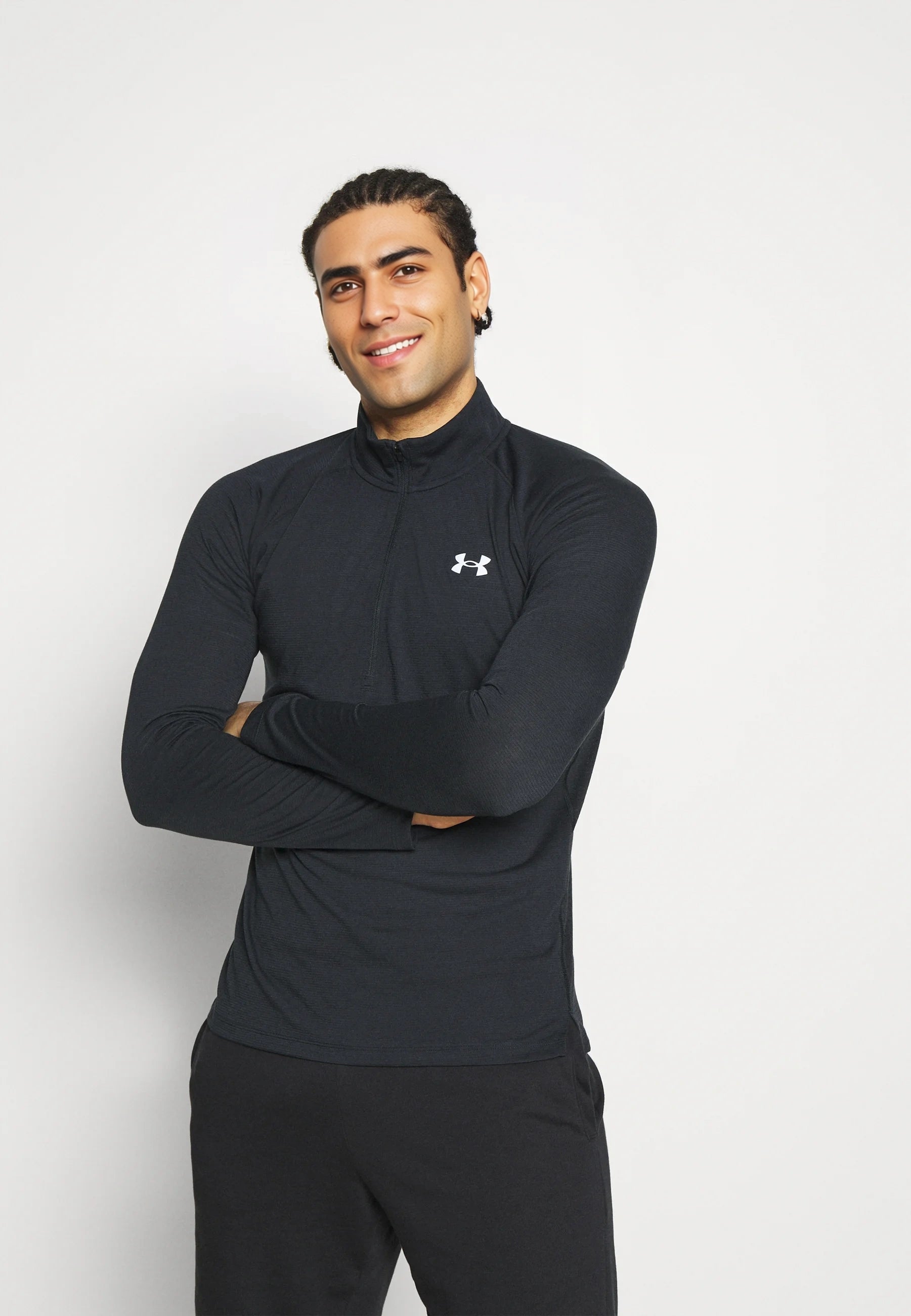 Under Armour Mens Running Streaker 1/2 Zip Long Sleeve Top In Black