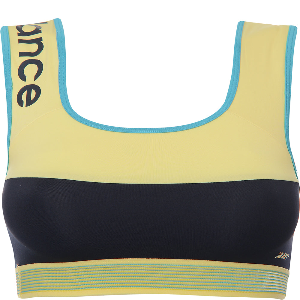 New Balance Women's Running Achiever Retro Remix Light Support Long Line Sports Bra in Yellow