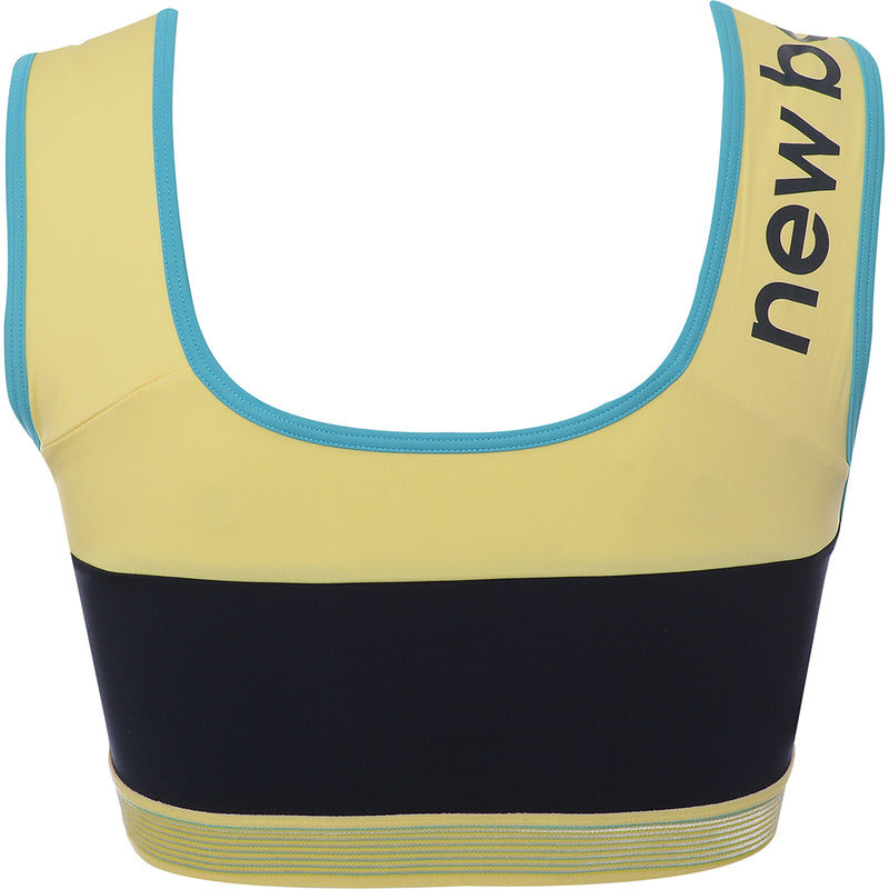 New Balance Women's Running Achiever Retro Remix Light Support Long Line Sports Bra in Yellow