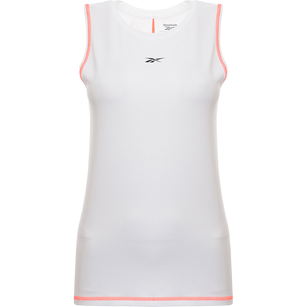 Reebok Women's White Training Mesh Tank With Seam Detail