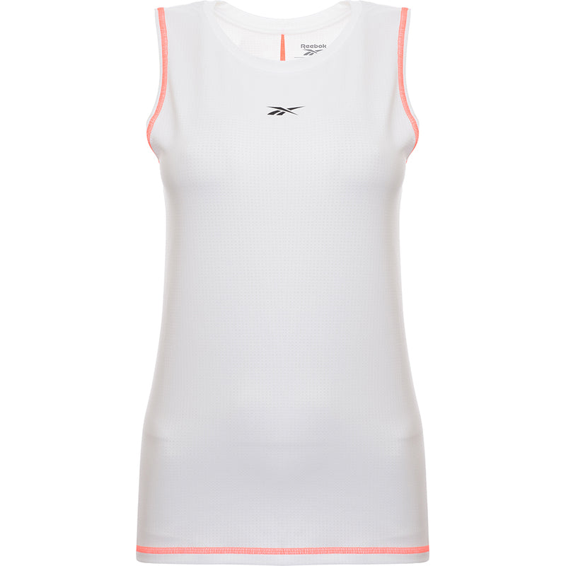 Reebok Women's White Training Mesh Tank With Seam Detail