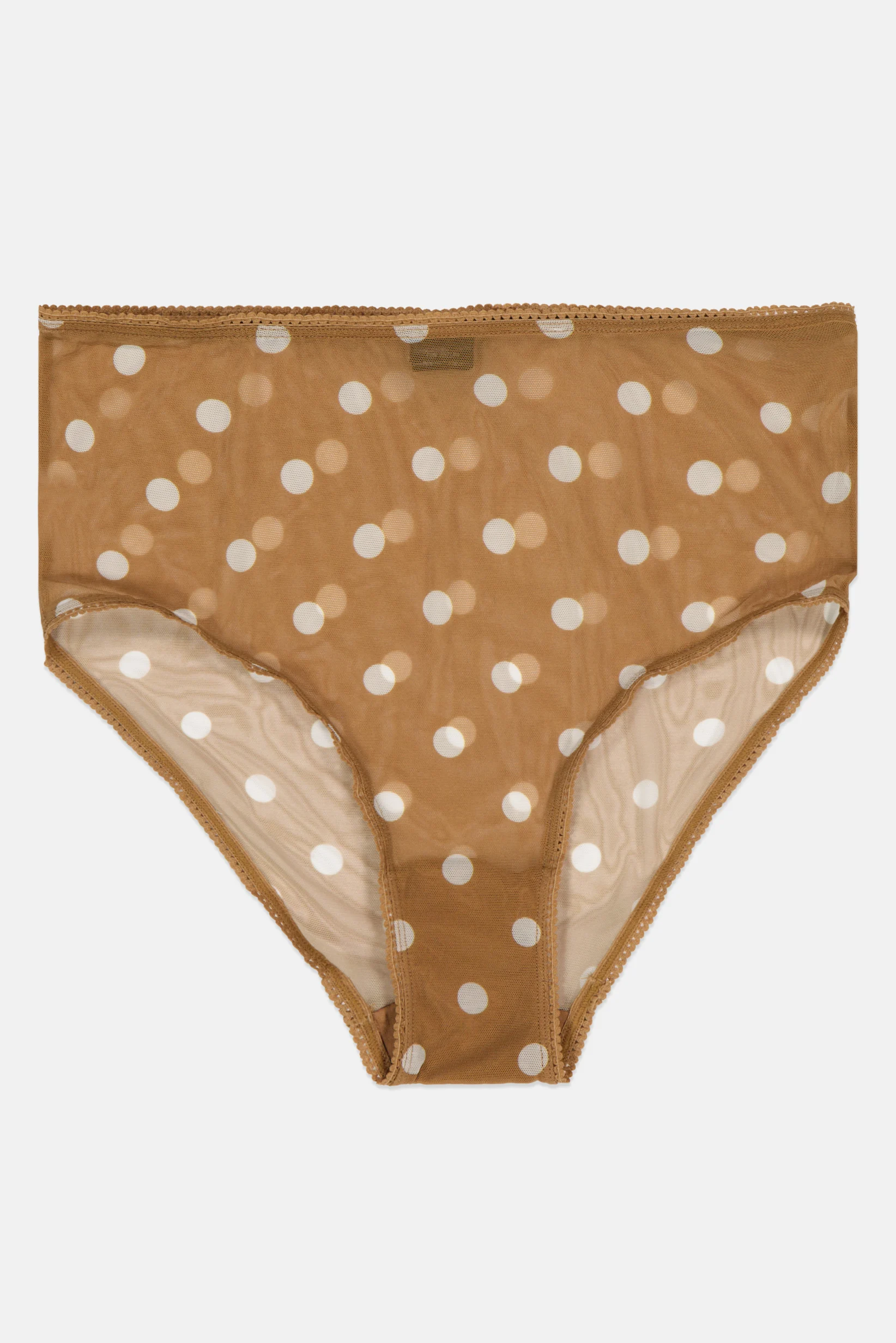 Monki Womens Birgit Dot Print High Waist Brief in Beige