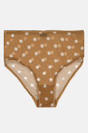 Monki Womens Birgit Dot Print High Waist Brief in Beige