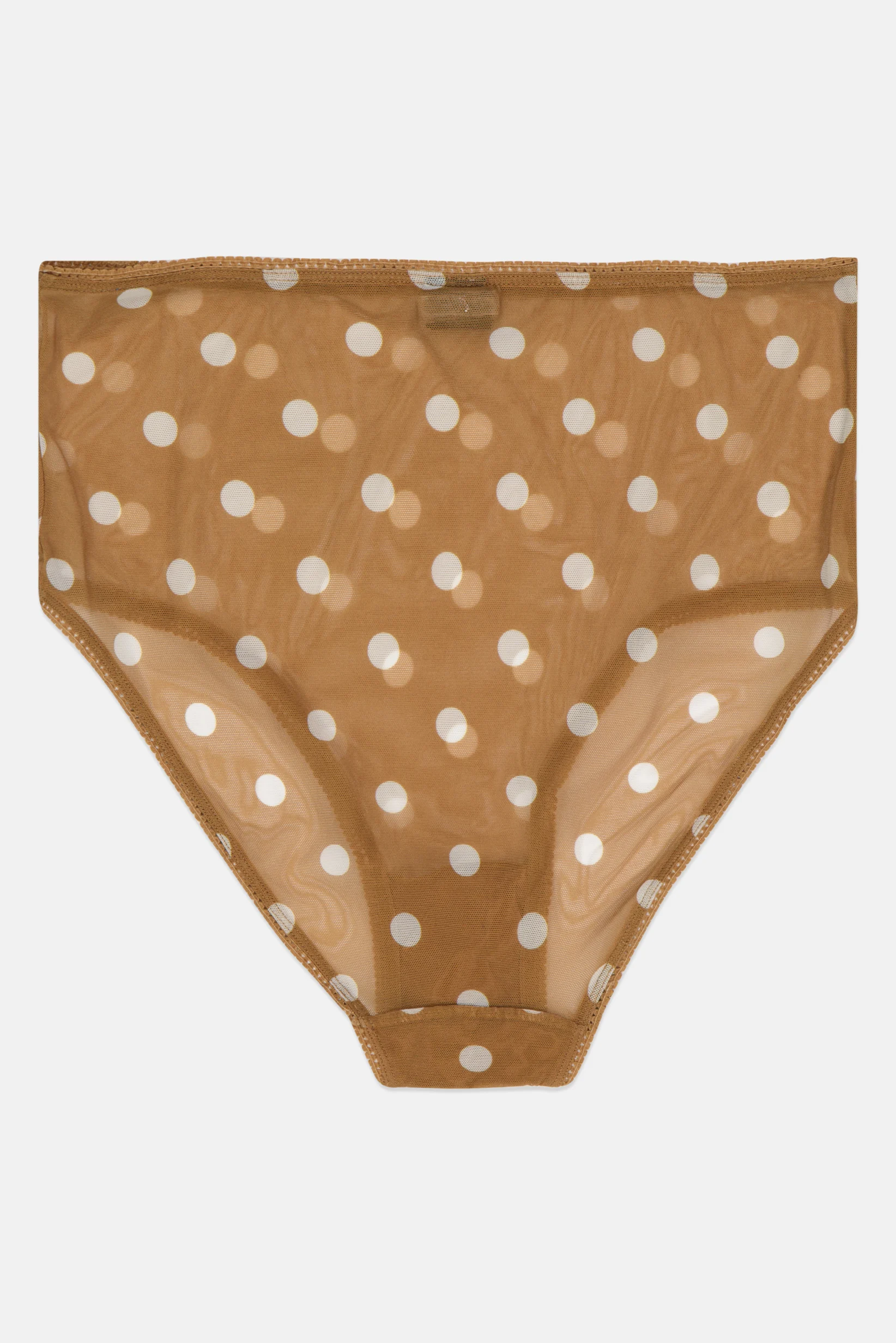 Monki Womens Birgit Dot Print High Waist Brief in Beige