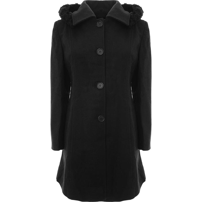 Liquorish Womens Black Hooded Coat