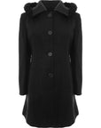 Liquorish Womens Black Hooded Coat