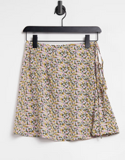 Womens Fashion Union Wrap Mini Beach Skirt With Tie Detail In Floral Co-Ord