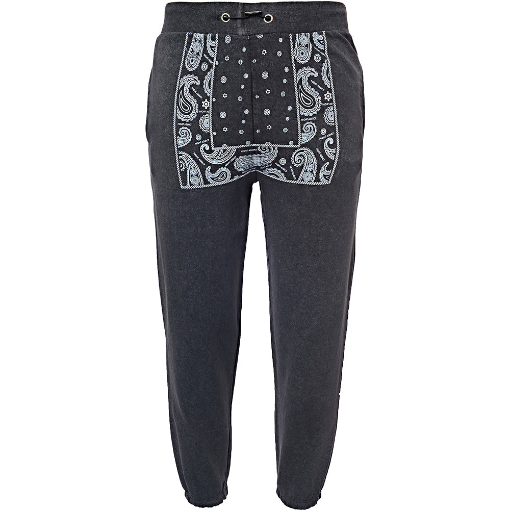 Mens Night Addict Joggers with Paisley Patch in Black