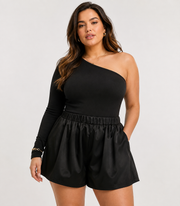 Outrageous Fortune Plus Womens One Shoulder Body In Black