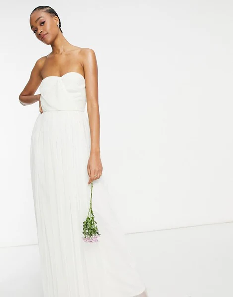 Anaya Womens With Love Tulle Bandeau Maxi Dress In White