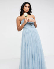Womens Anaya With Love Petite Bridesmaid Tulle Bandeau Maxi Dress In Soft Blue