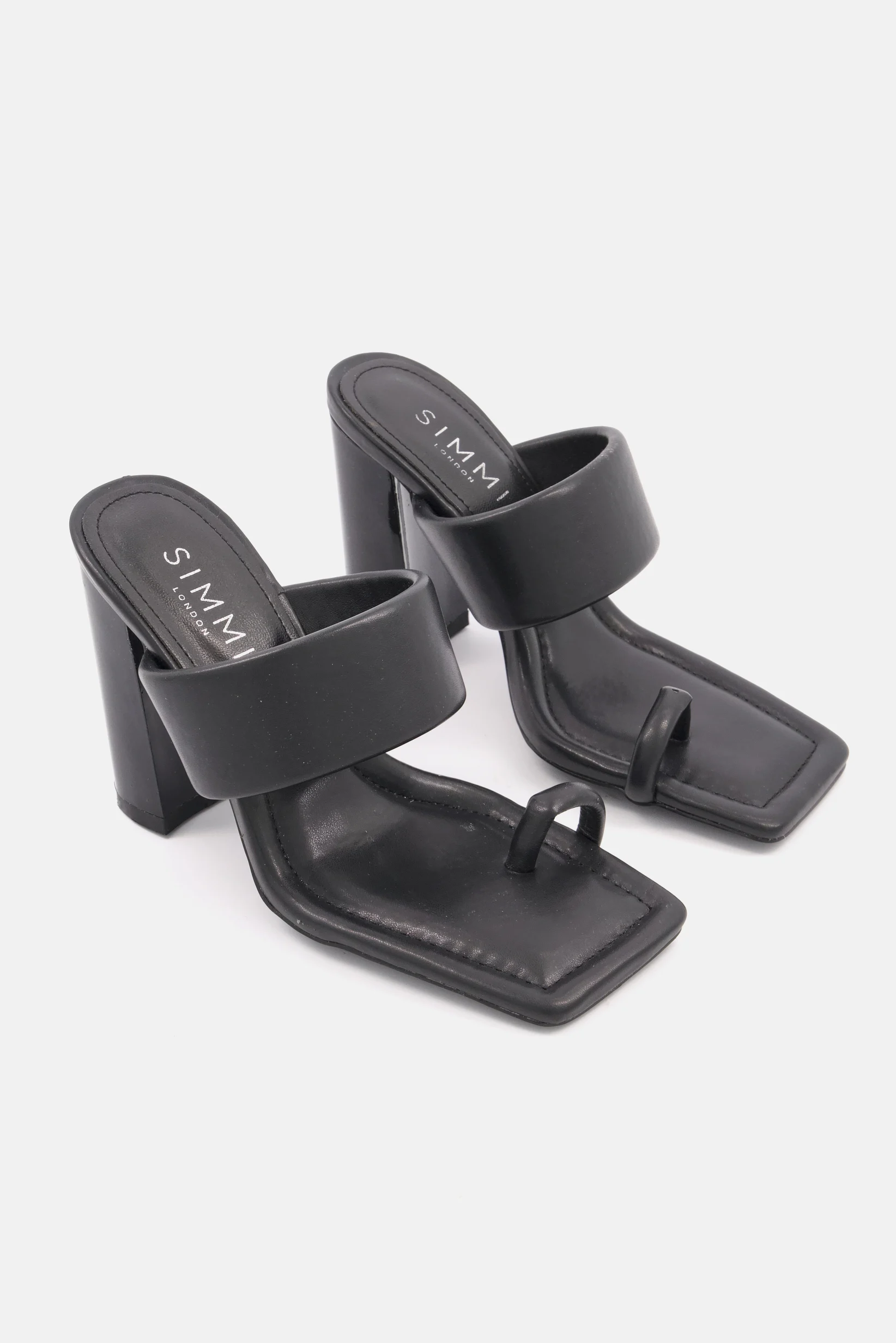 Womens Simmi London Wide Fit Tour Padded Mules With Toe Loop In Black