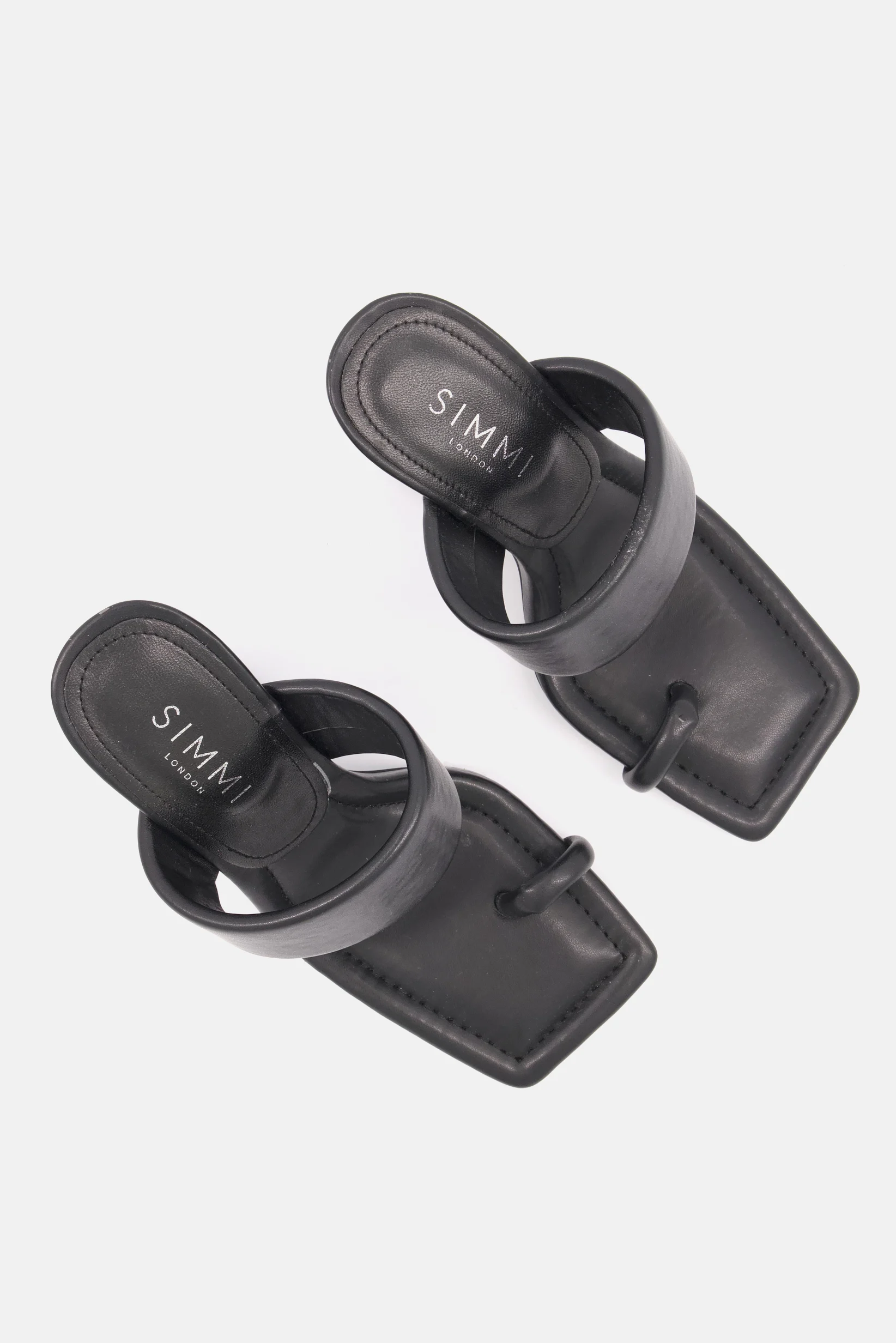 Womens Simmi London Wide Fit Tour Padded Mules With Toe Loop In Black