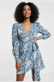 In The Style Womens Drape Wrap Dress in Multi Print