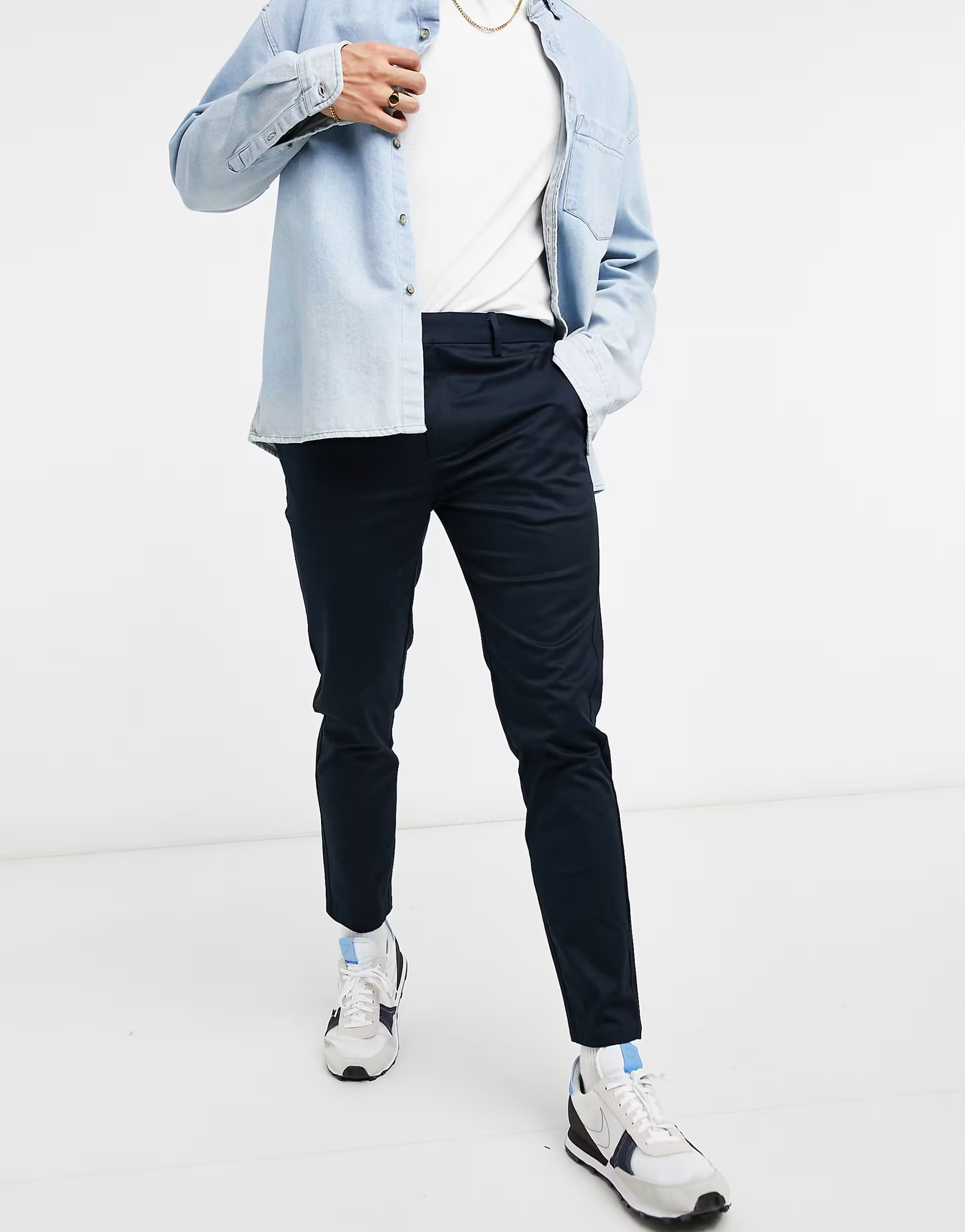 River Island Mens Skinny Chinos In Navy