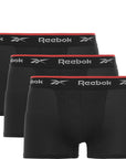 Reebok Men's 3-Pack Black Sports Trunks