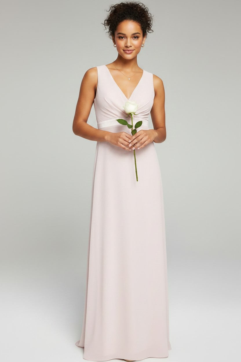 TFNC Womens Bridesmaid Plunge Front Bow Back Maxi Dress in Mink