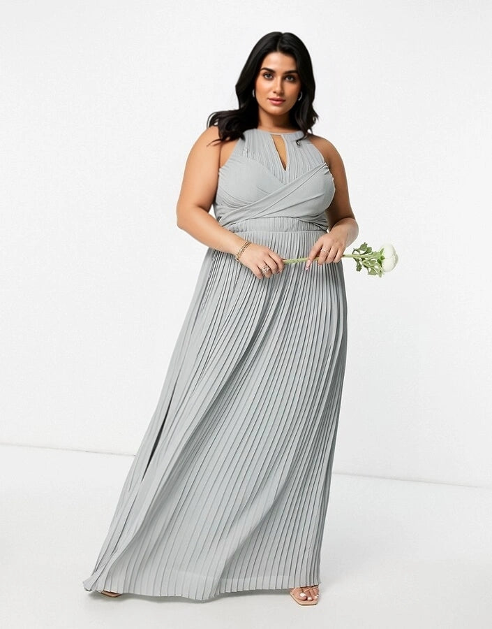 TFNC Womens Plus Bridesmaid Pleated Wrap Detail In Green