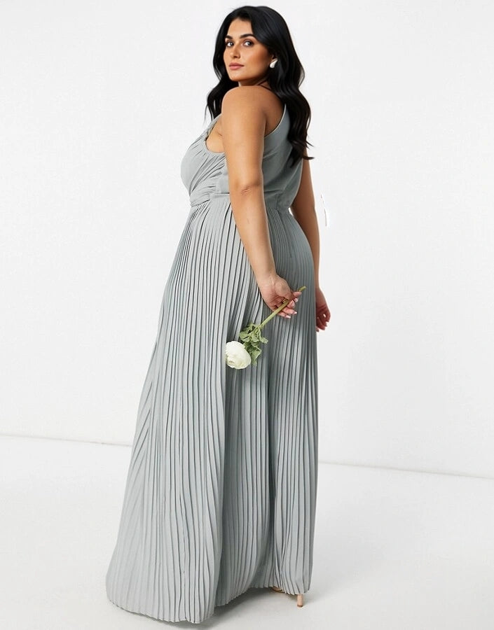 TFNC Womens Plus Bridesmaid Pleated Wrap Detail In Green