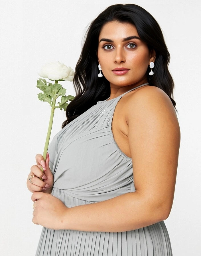 TFNC Womens Plus Bridesmaid Pleated Wrap Detail In Green