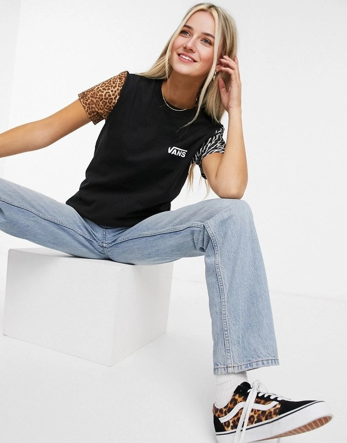 Vans Womens Wyld Multi Animal Print T-Shirt In Black
