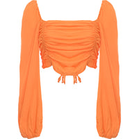 Urban Bliss Women's Orange Ruched Crop Top