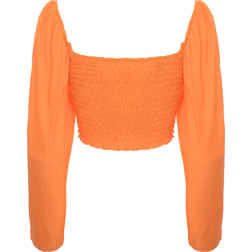 Urban Bliss Women's Orange Ruched Crop Top