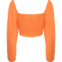 Urban Bliss Women's Orange Ruched Crop Top