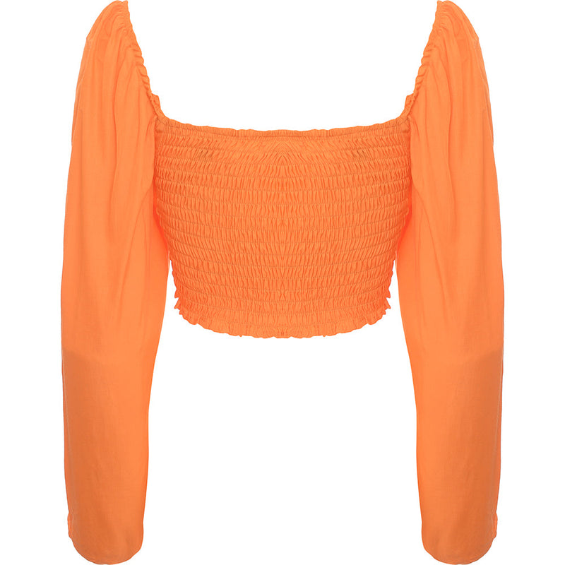 Urban Bliss Women's Orange Ruched Crop Top