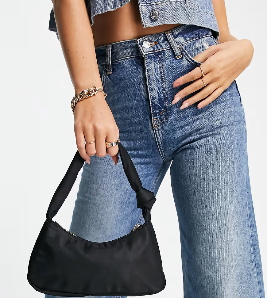 Glamorous Womens Shoulder Bag With Twist Knot Strap Detail In Black