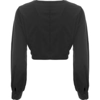 Koco & K Women's Black Volume Sleeve Crop Top