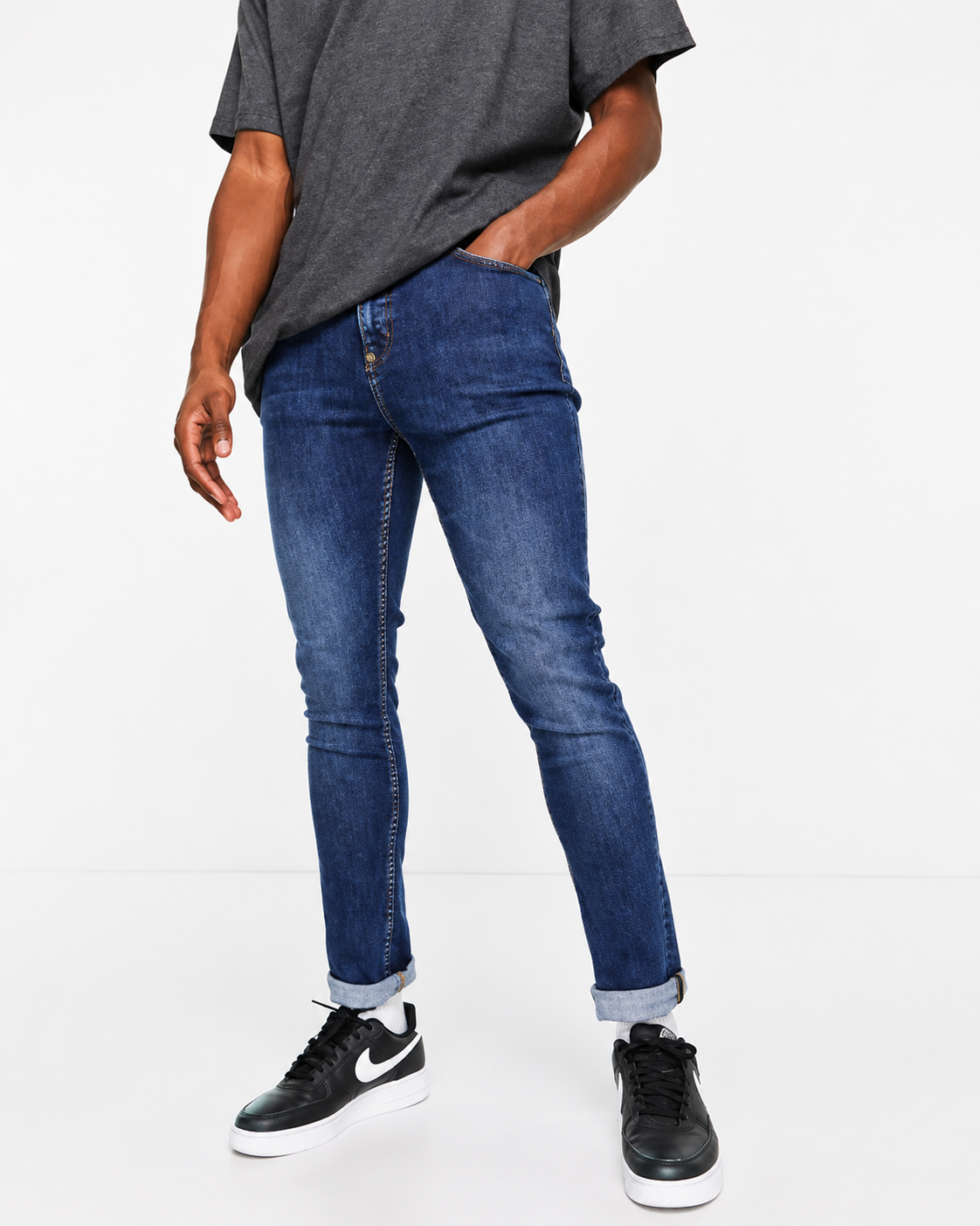 LDN DNM Mens Skinny Jeans In Blue