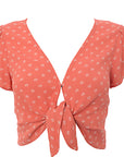 Hollister Womens Coral Tie Front Short Sleeve Floral Top