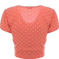 Hollister Womens Coral Tie Front Short Sleeve Floral Top