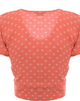 Hollister Womens Coral Tie Front Short Sleeve Floral Top