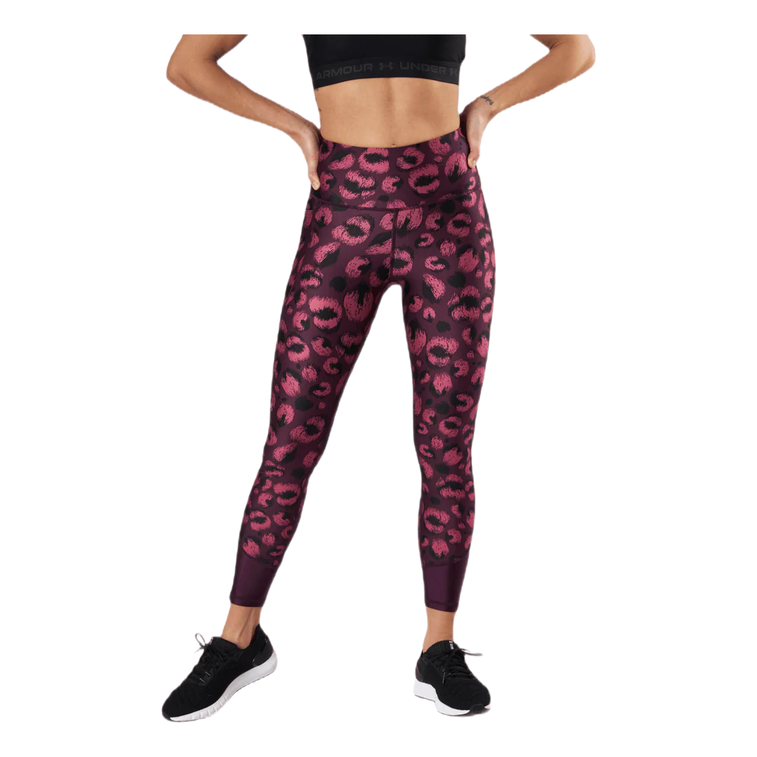 Under Armour Womens Training Heatgear Tonal 7/8 Crop Leggings in Pink Print