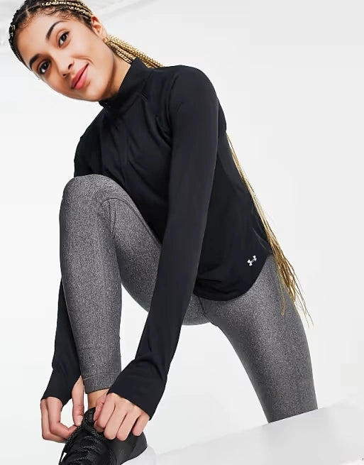 Womens Under Armour Running Streaker 1/2 Zip Long Sleeve Top in Black