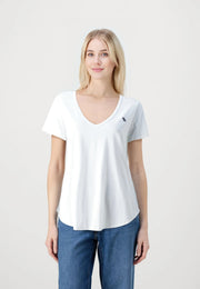 Abercrombie & Fitch Womens Short Sleeve V Neck T-Shirt In White