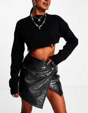 Weekday Womens Ridley Faux Leather Mini Skirt In Black