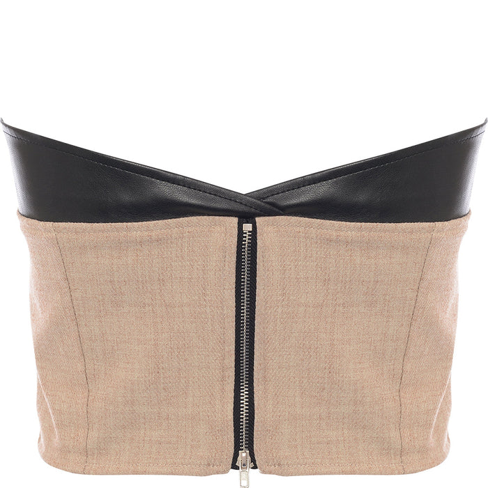 4th & Reckless Women's Bandeau Leather Look Crop Top