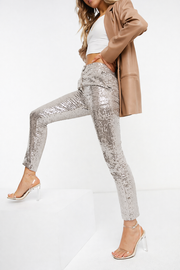 French Connection Womens Sequin Trouser in Rose In Gold