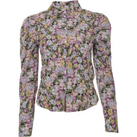 Only Womens Floral Print Shirt With Puff Sleeves