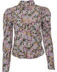 Only Womens Floral Print Shirt With Puff Sleeves